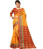 Women's Gold Traditional Banarasi Art Silk Zari work Saree