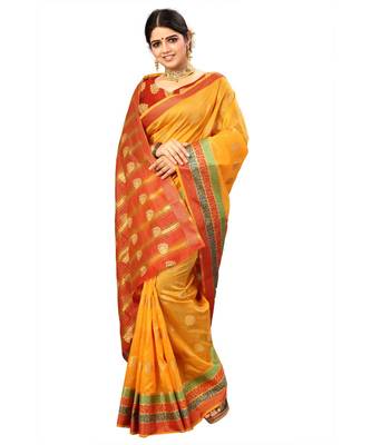 Women's Gold Traditional Banarasi Art Silk Zari work Saree 3