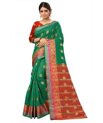 Women's Green Traditional Banarasi Art Silk Zari work Saree 1