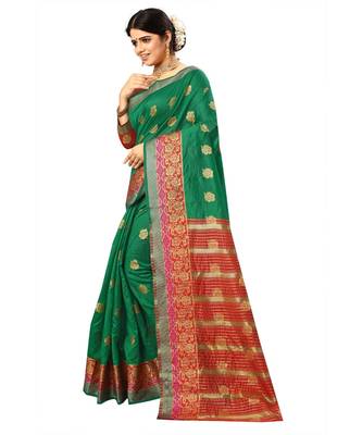 Women's Green Traditional Banarasi Art Silk Zari work Saree 2