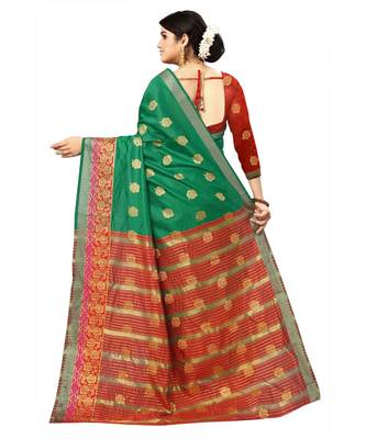 Women's Green Traditional Banarasi Art Silk Zari work Saree 4