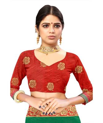 Women's Green Traditional Banarasi Art Silk Zari work Saree 5