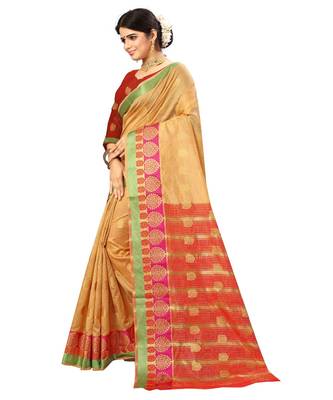 Women's Beige Traditional Banarasi Art Silk Zari work Saree 2