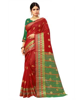 Women's Red Traditional Banarasi Art Silk Zari work Saree 1