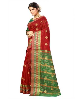 Women's Red Traditional Banarasi Art Silk Zari work Saree 2