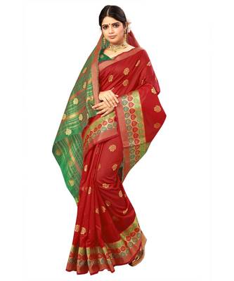 Women's Red Traditional Banarasi Art Silk Zari work Saree 3