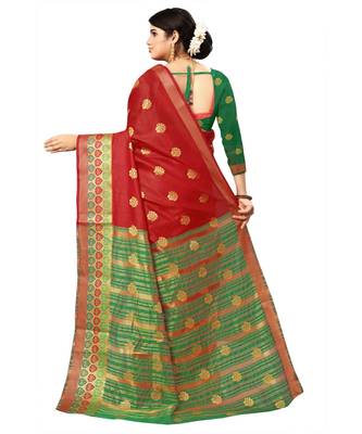 Women's Red Traditional Banarasi Art Silk Zari work Saree 4