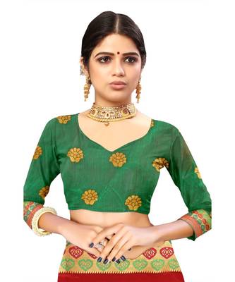 Women's Red Traditional Banarasi Art Silk Zari work Saree 5