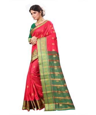 Women's Peach Traditional Banarasi Art Silk Zari work Saree 2