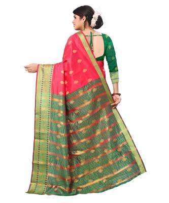 Women's Peach Traditional Banarasi Art Silk Zari work Saree 4