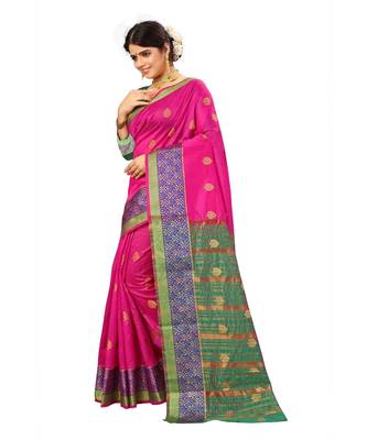 Women's Pink Traditional Banarasi Art Silk Zari work Saree 2