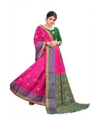 Women's Pink Traditional Banarasi Art Silk Zari work Saree 3