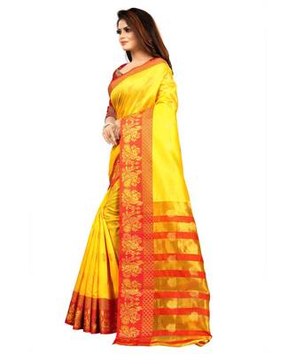 Women's Gold Banarasi Art Silk Zari work Saree 2