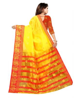 Women's Gold Banarasi Art Silk Zari work Saree 4
