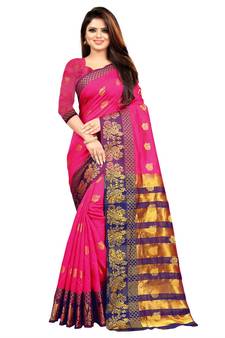 Women's Pink Banarasi Art Silk Zari work Saree