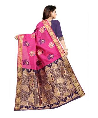 Women's Pink Kanjivaram Silk Zari work Saree 5