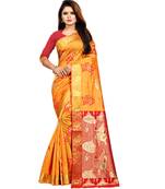 Women's Gold Kanjivaram Silk Zari work Saree
