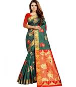 Women's Turquoise Kanjivaram Silk Zari work Saree