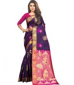 Women's Navy Kanjivaram Silk Zari work Saree