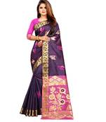 Women's Navy Kanjivaram Silk Zari work Saree
