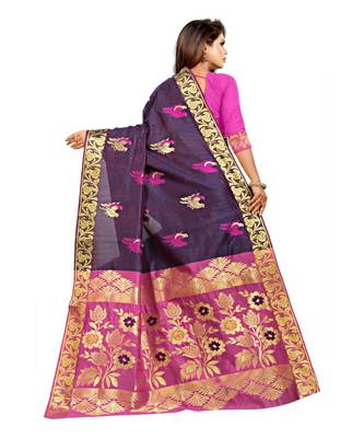 Women's Navy Kanjivaram Silk Zari work Saree 5