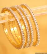 Embellished Diamond Look Single Line Gold Bangles