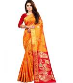 Women's Gold Kanjivaram Silk Zari work Saree