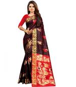 Women's Black Kanjivaram Silk Zari work Saree
