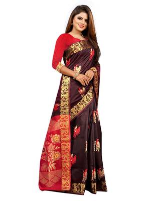 Women's Black Kanjivaram Silk Zari work Saree 3