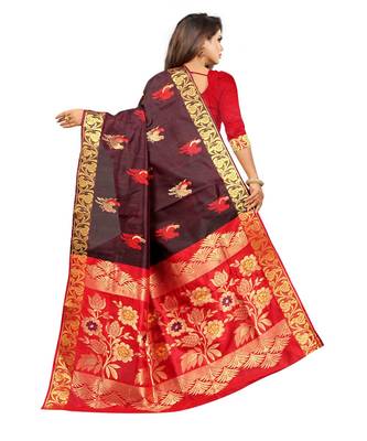 Women's Black Kanjivaram Silk Zari work Saree 4