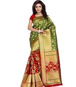Women's green Half and Half Banarasi Art Silk Zari work Saree