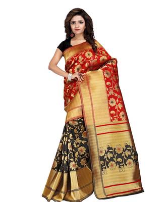 Women's Red Half and Half Banarasi Art Silk Zari work Saree 1