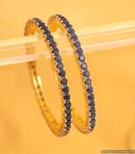 Embellished Gold Look Blue Sapphire Single Line Bangles