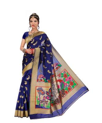 Women's Navy Traditional Banarasi Art Silk Zari work Saree 1
