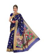 Women's Navy Traditional Banarasi Art Silk Zari work Saree