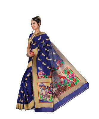 Women's Navy Traditional Banarasi Art Silk Zari work Saree 2
