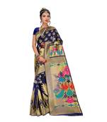 Women's Navy Traditional Banarasi Art Silk Zari work Saree