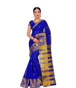 Women's Royal Blue Traditional Poly Silk Zari work Saree
