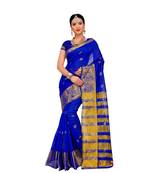 Women'S Royal Blue Traditional Poly Silk Zari Work Saree