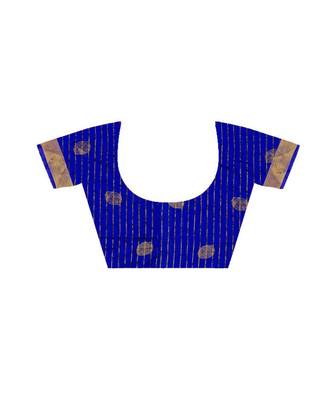 Women'S Royal Blue Traditional Poly Silk Zari Work Saree 5