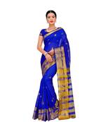 Women'S Royal Blue Traditional Poly Silk Zari Work Saree