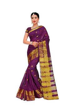 Women'S Magenta Traditional Poly Silk Zari Work Saree