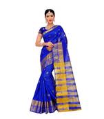Royal Blue Traditional Poly Silk Zari Work Saree
