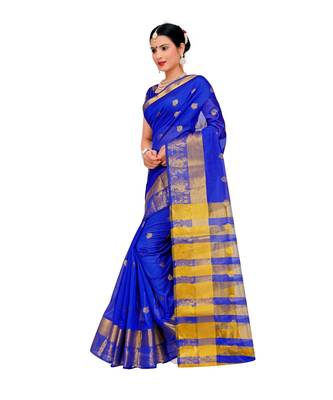 Royal Blue Traditional Poly Silk Zari Work Saree 2