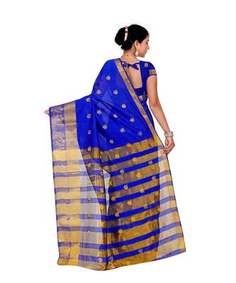 Royal Blue Traditional Poly Silk Zari Work Saree 4