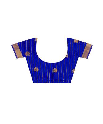 Royal Blue Traditional Poly Silk Zari Work Saree 5