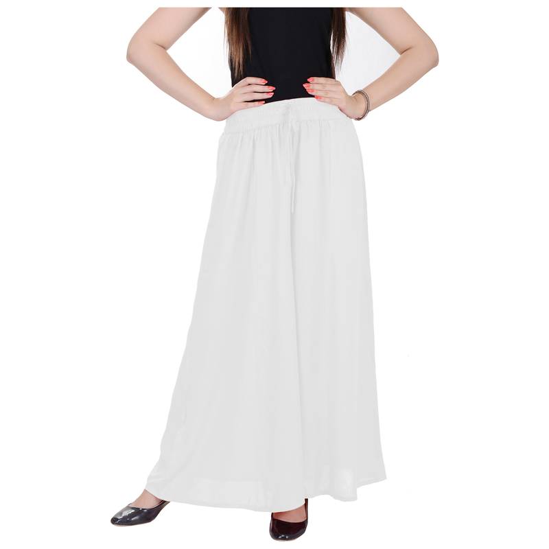 White Solid Rayon Palazzo