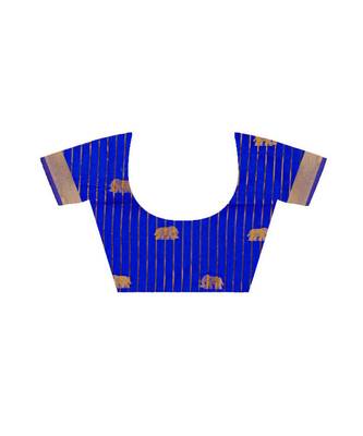 Women'S Royal Blue Traditional Poly Silk Zari Work Saree 5