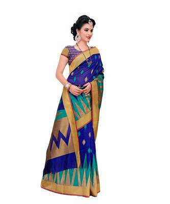 Women's Navy Traditional Banarasi Art Silk Zari work Saree 3