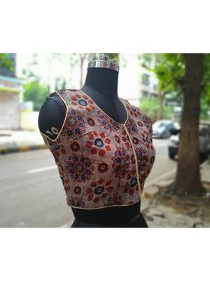 Grey Colored Based Flower Design Cotton Blouse 2